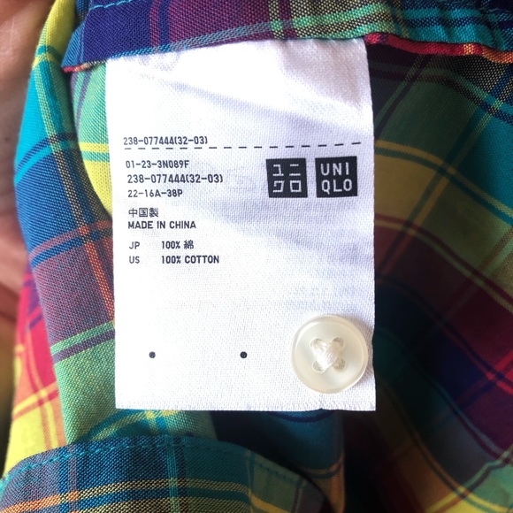 UNIQLO | Sleeveless Rainbow Plaid Button-down Top - Picture 11 of 13